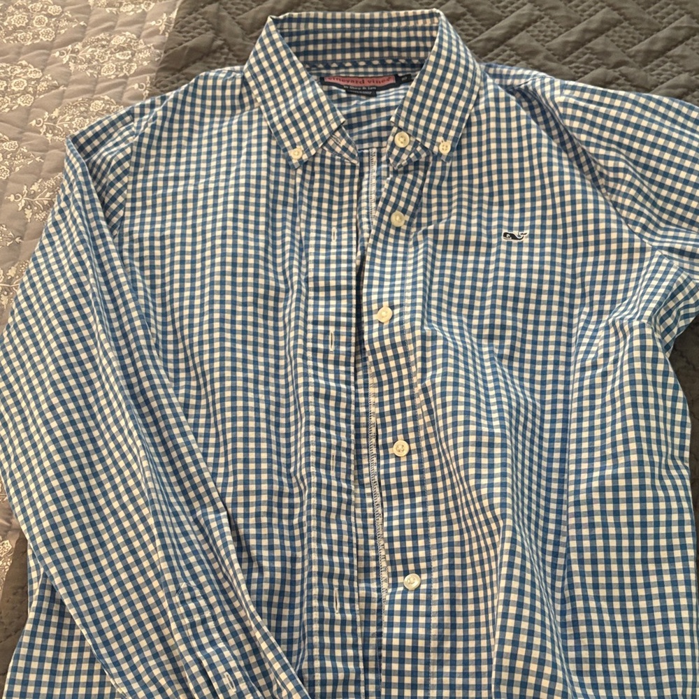 Vineyard Vines Blue Checkered Womans Shirt